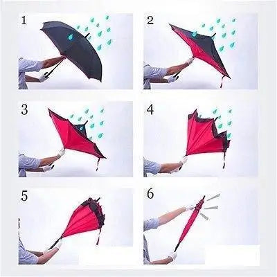 Windproof Reverse Umbrella C Handle